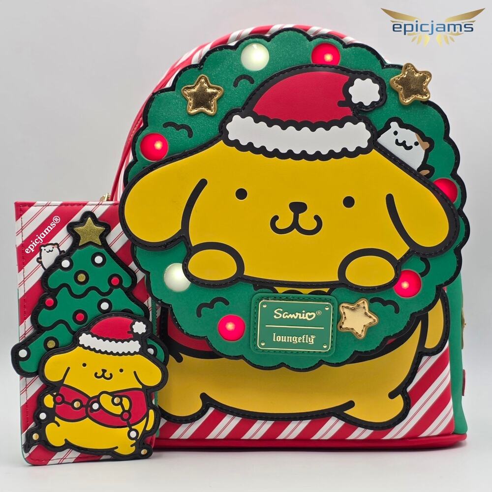 Loungefly Sanrio Exclusive Pompompurin Santa Hat Mini Backpack Set